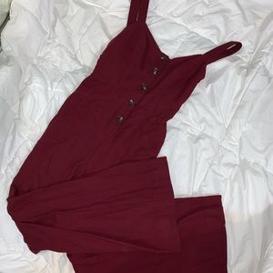 Red and burgundy jumpsuits
